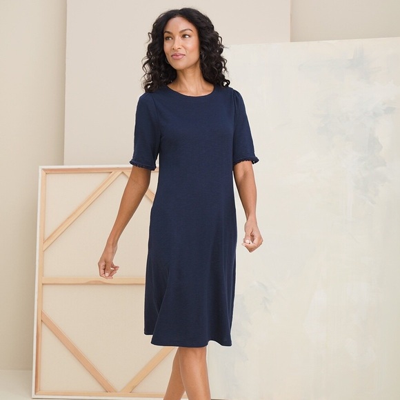 NWOT Chico's Tulip Sleeve Sneaker Dress Navy US 16-18 - Picture 2 of 9